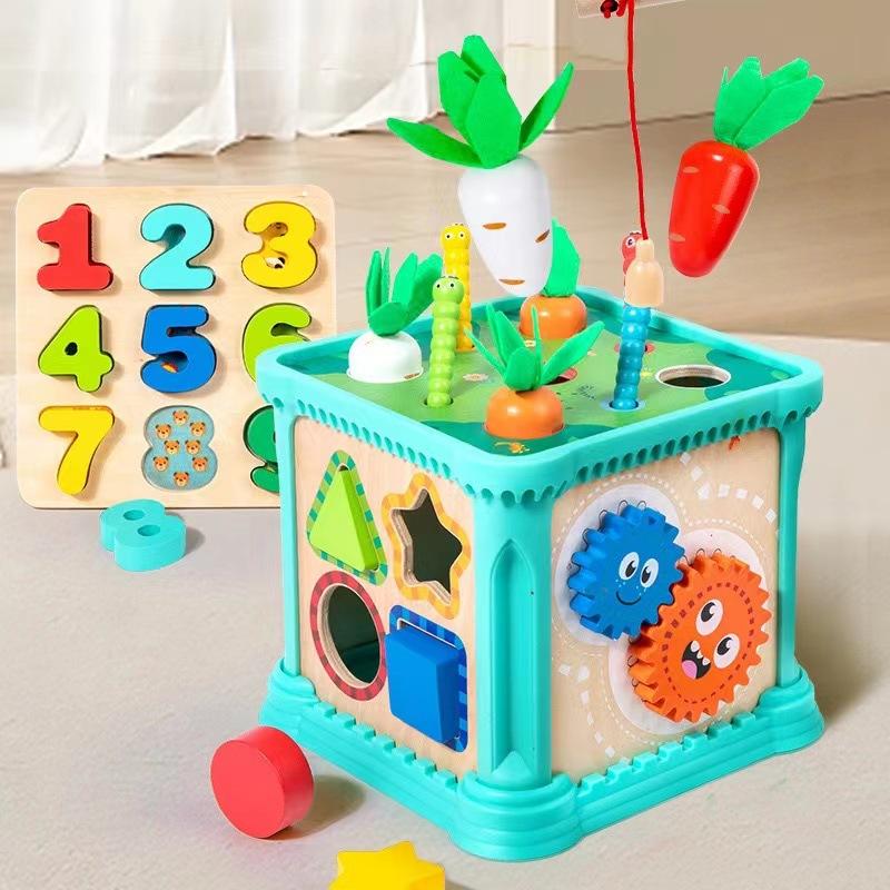 Educational Toys for Infants and Children Multifunctional Beads Intellectual Box Sets Pillar Gears Geometric Pairing Shape Cognitive Toys