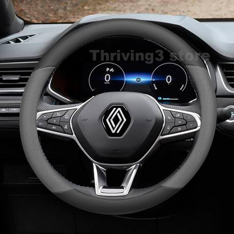DAPO3 Leather Car Steering Wheel Cover For Renault Captur E-Tech Hybrid Clio 2014-2024 Auto Interior Renault Captur 2024 Accessories
