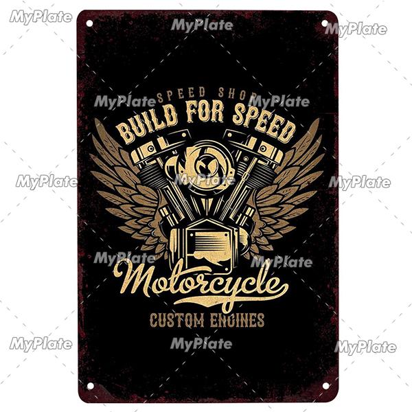 Motorrad Metall Zeichen Vintage Plaque Zinn Zeichen Wand Dekor Für Garage Club Platte Handwerk Fahrt Biker Poster Hot Rod