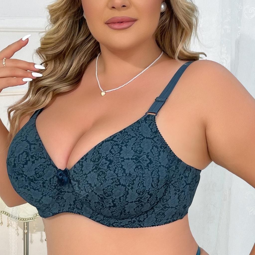 European and American Style Underwire Lace Shaping Bra Ultra-thin Printed Plus Size Anti-sagging Underwear
