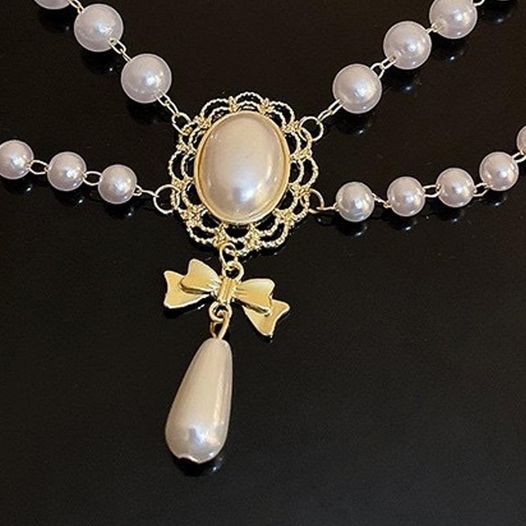 Elegant French Royal Inspired Double Layer Pearl Necklace Vintage Retro Jewelry For Women Formal Events Daily Wear