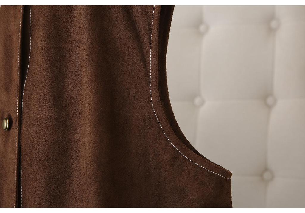 Plus Size Women's Suede Velvet Round Neck Cardigan Vest - Slimming, Versatile Spring Top