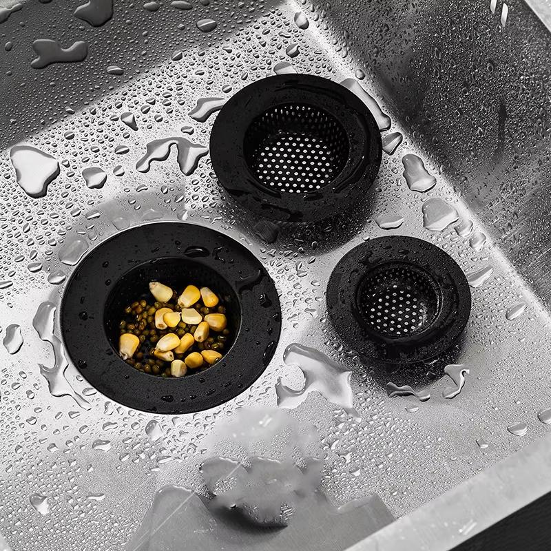 Diskho sil mot stopp Svart Med Handtag Avloppsfilter Hår Uppsamlare Rostfritt Stål Avfallsuppsamlare Kök Badrumstillbehör