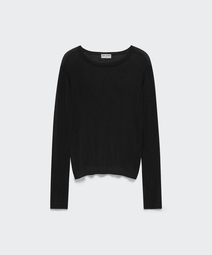 MUSINSA STANDARD WOMAN Women'S Linen Blend Ribbed Sheer Knit [Black]