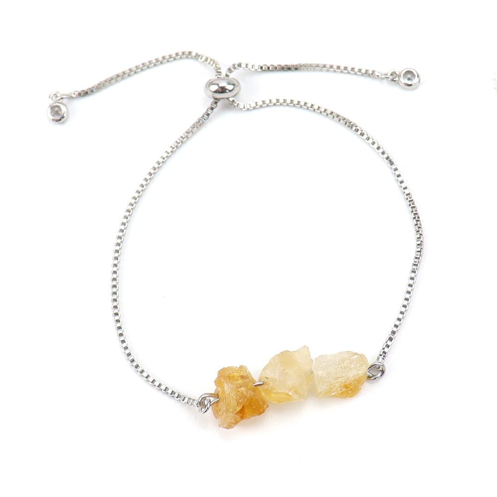 Natural Rough Stone Crystal Push-Pull Pull Bracelet Adjustable Gold Color Retention Bracelet B39 цитриновый