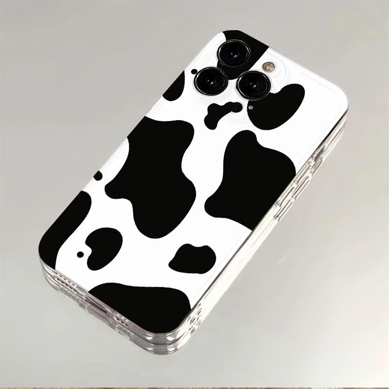 Cow Printed Phone Case for iPhone 17 Air 16 15 14 13 12 11 Pro Max Plus Mini Xs X 8 7 Soft Transparent Cover Fundas Accessory