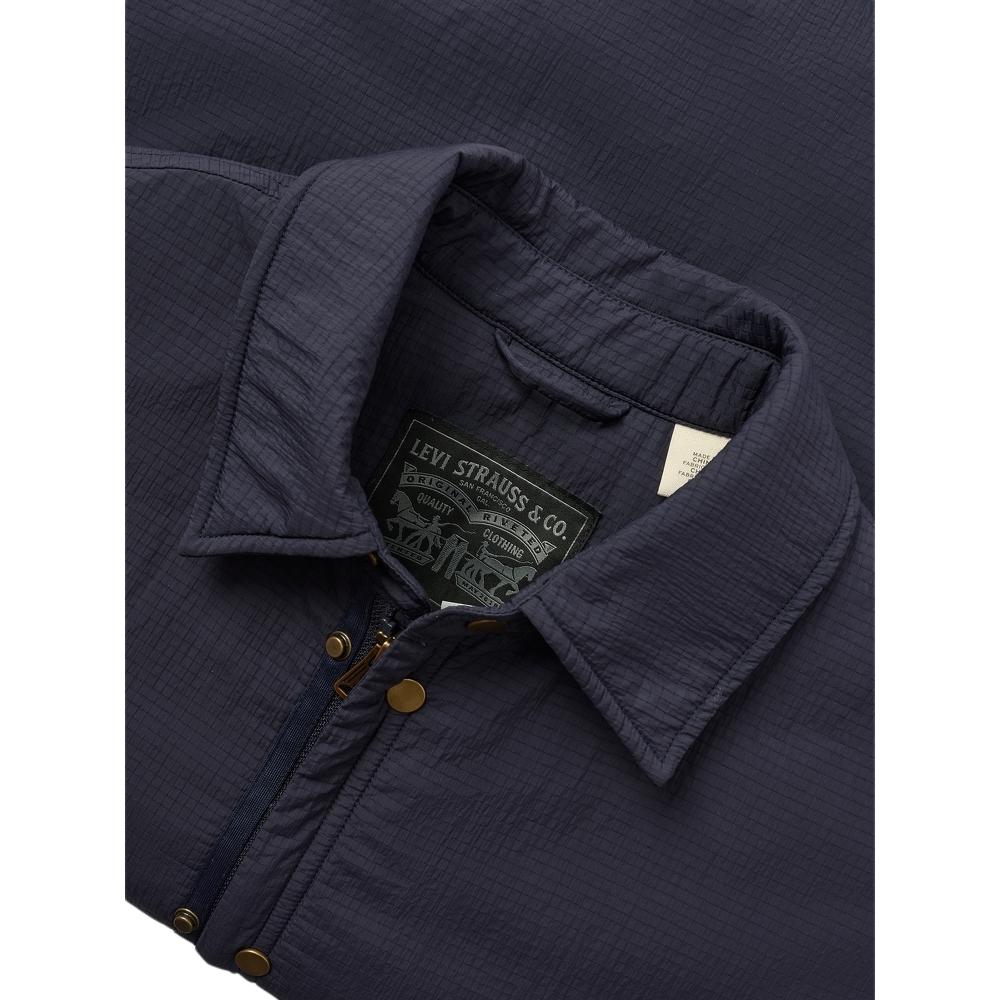 Levis Loose Comfortable Solid Color Zip Collar Long Sleeve Down Jacket Men Outerwear Blue 002NA-0001