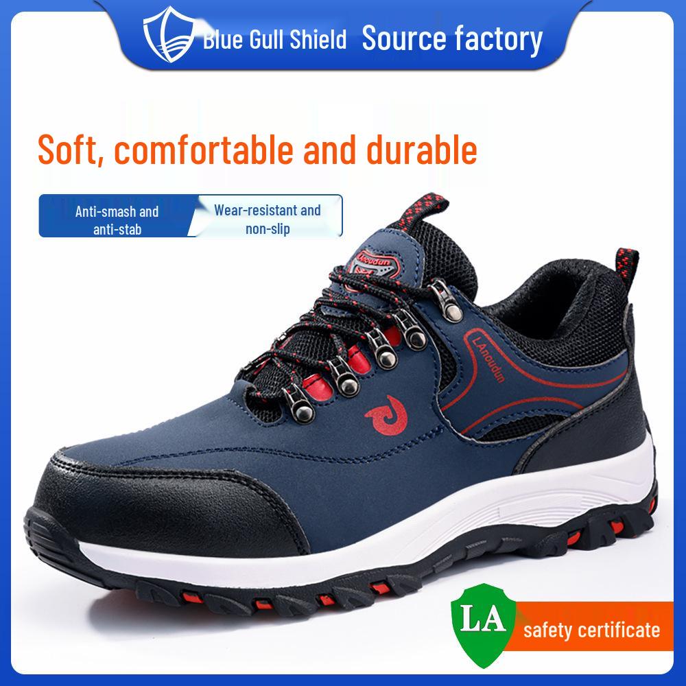 Blue Gull Shield Men's Steel Toe Safety Shoes: Anti-smash, Puncture-resistant, Wear-resistant, Anti-slip, Comfortable Labor Protection Footwear.