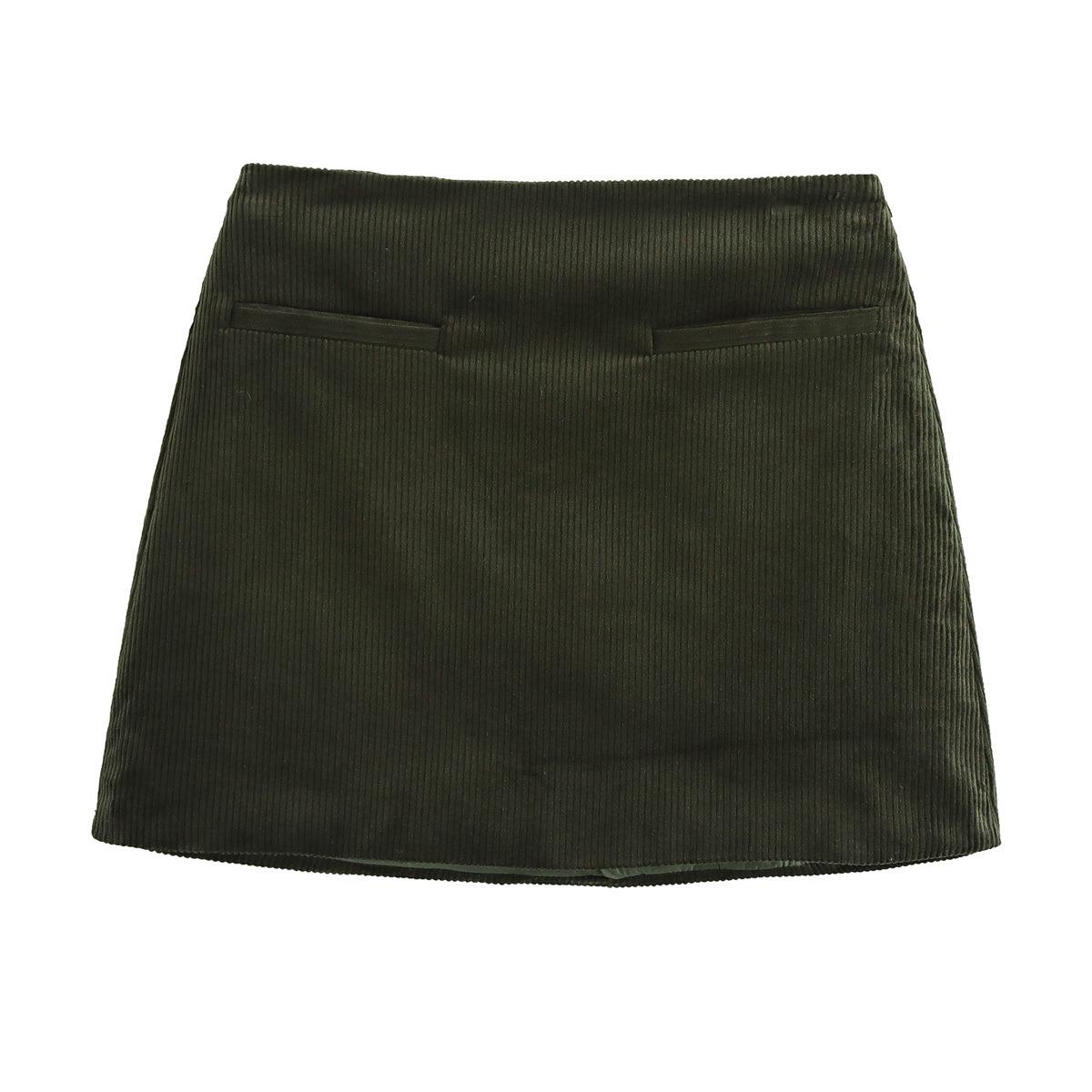 

2024 Fall Women s European-American Style Corduroy Mini Skirt: Fashionable, Versatile, and Casual Large зелёный