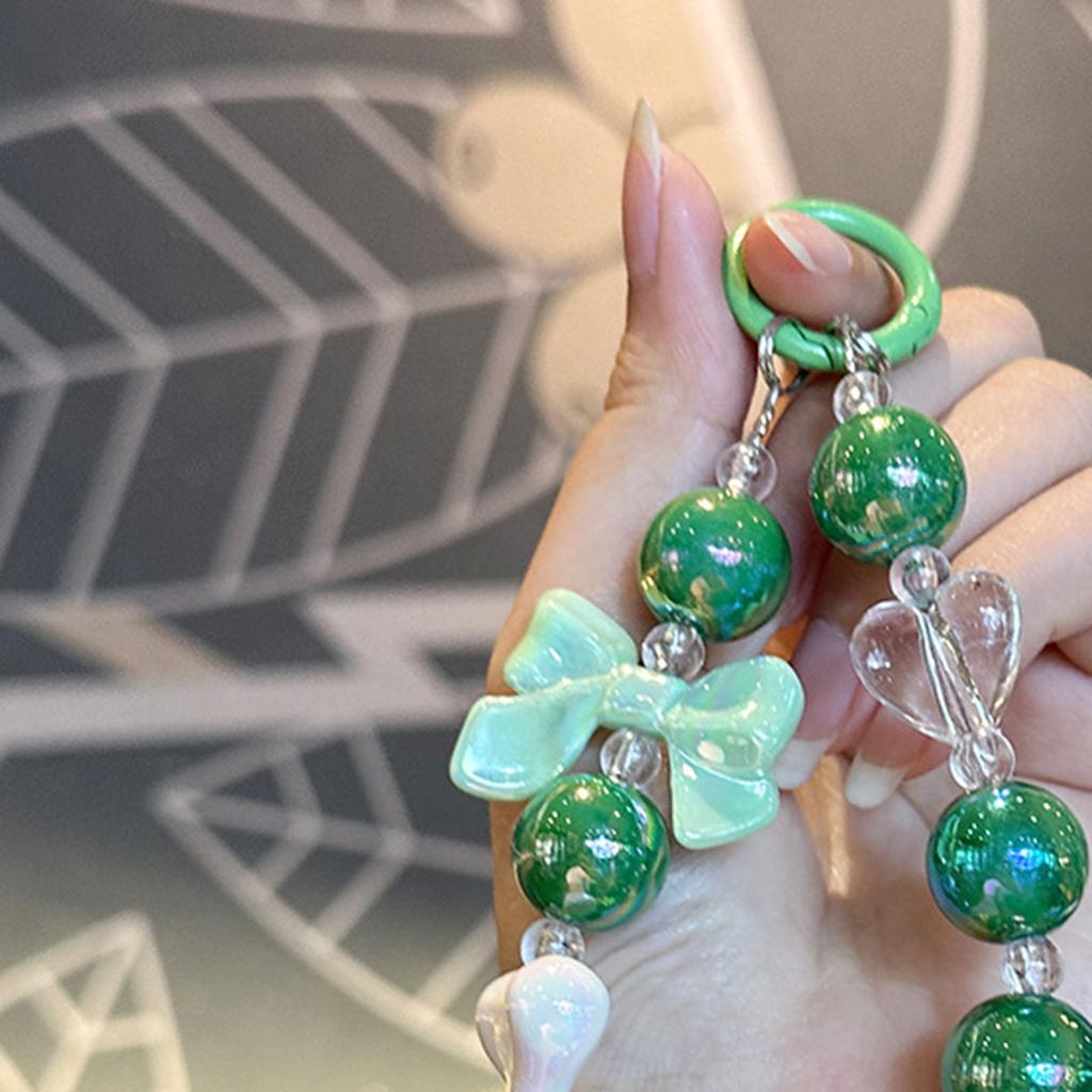 Colorful Bowknot Bead Jewelry for Mobile Phone Hanger, Girls' Couple Bead Jewelry, Bag Hanger, Car Keychain