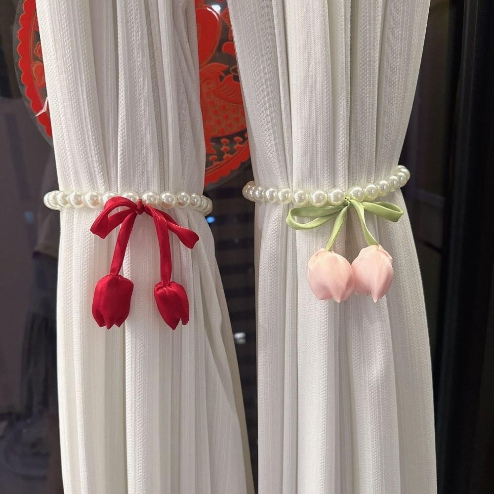 Pearl Chain Tulip Curtain Straps Tulip-Shaped Window Ties Fashion Curtain Tiebacks  Wedding Room