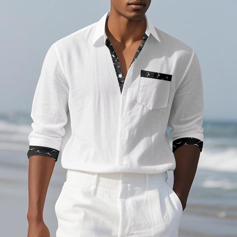 

2025 Новая осенне-зимняя свободная повседневная рубашка с лацканами и длинными рукавами S белый