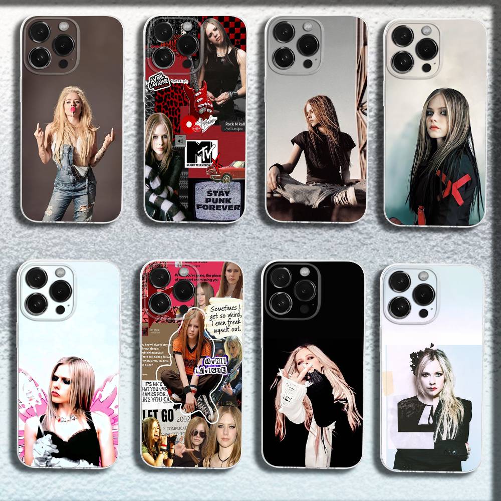 Singer Avril L-Lavigne Phone Case For iPhone 16,15,14,13,12,11 Plus,Pro,Max,XR,XS,Plus,E,Mini Transparent Soft Cover
