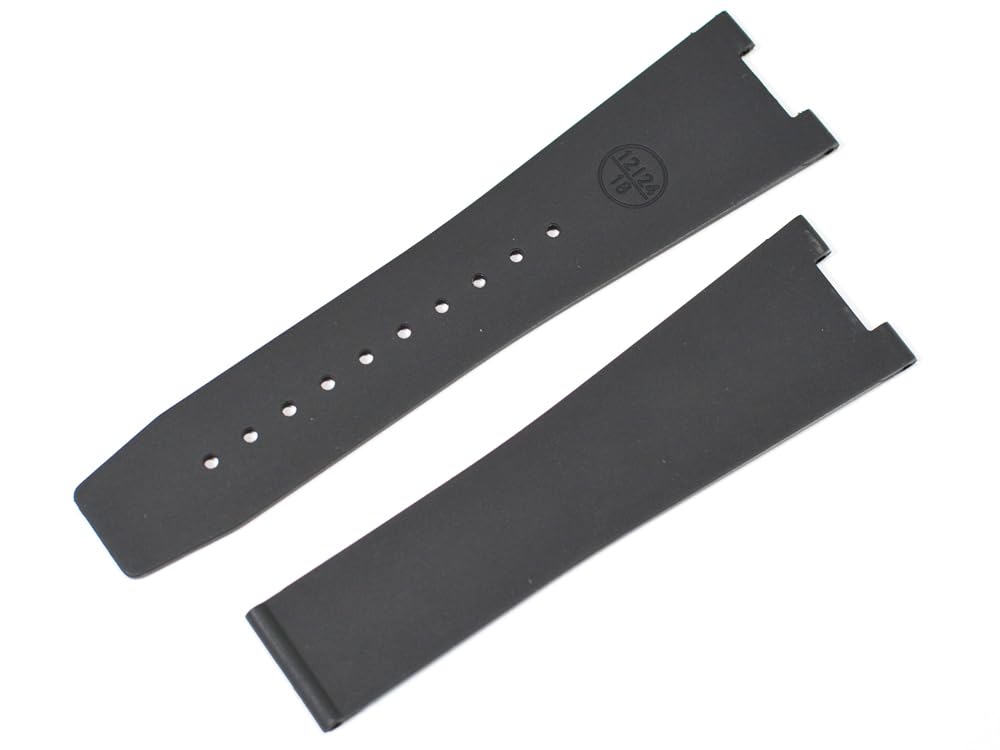 King Watch Parts Compatible with Bell Ross BR05 Black Rubber Strap with Aftermarket [Import Original] & AUTO/BR05 GMT, Stripes, 24mm,