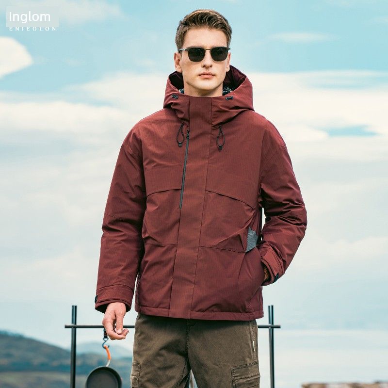 

Yingjuelun 90 White Duck down Hooded Workwear down Jacket for Men, New Trendy Outdoor Winter Warm and Cold-Proof Coat