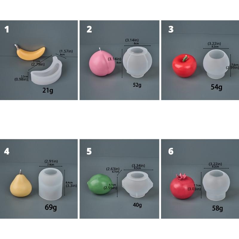 Fruit Themed Silicone Candle Molds for Epoxy Resin Handmade Candle Soap Fondant Candy Cake Molds Chocolate Molds
