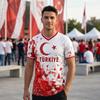 2026 Turecká národní vlajka Fotbalový dres Pánský Dámský 3D Geometrický potisk Türkiye Půlměsíc a hvězda Vlastenecké Fotbalové tričko Pro fanoušky