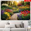 2D Colorful Flower Garden Backdrop Photography Background Banner