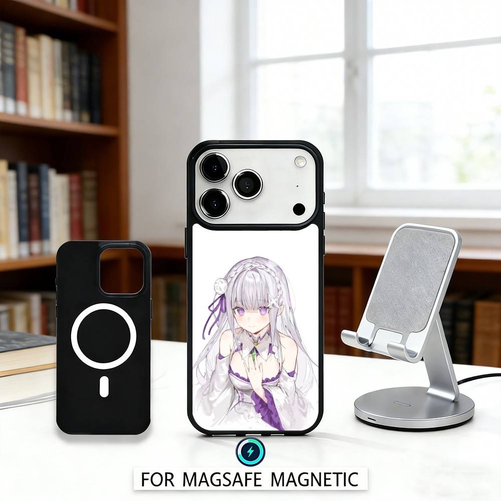 Re Zero Rem Emilia Handyhülle Für iPhone17,16,15,14,13,12,Pro,Max,Magnetisch Für Magsafe Kabelloses Laden