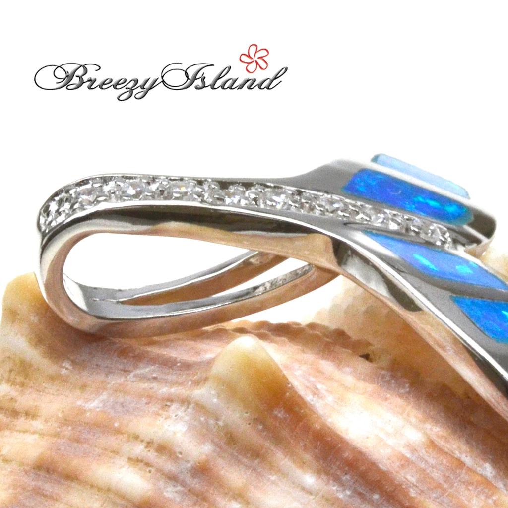 [Breezy Island] Hawaiian Jewelry Pendant Top - Whale Tail - A lucky charm with the beautiful sparkle of opal that brings good fortune.