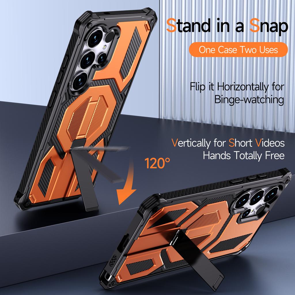 For Samsung Galaxy S25 Ultra Magnetic Case Rotating Kickstand PC + TPU Shockproof Drop-proof Phone Cover