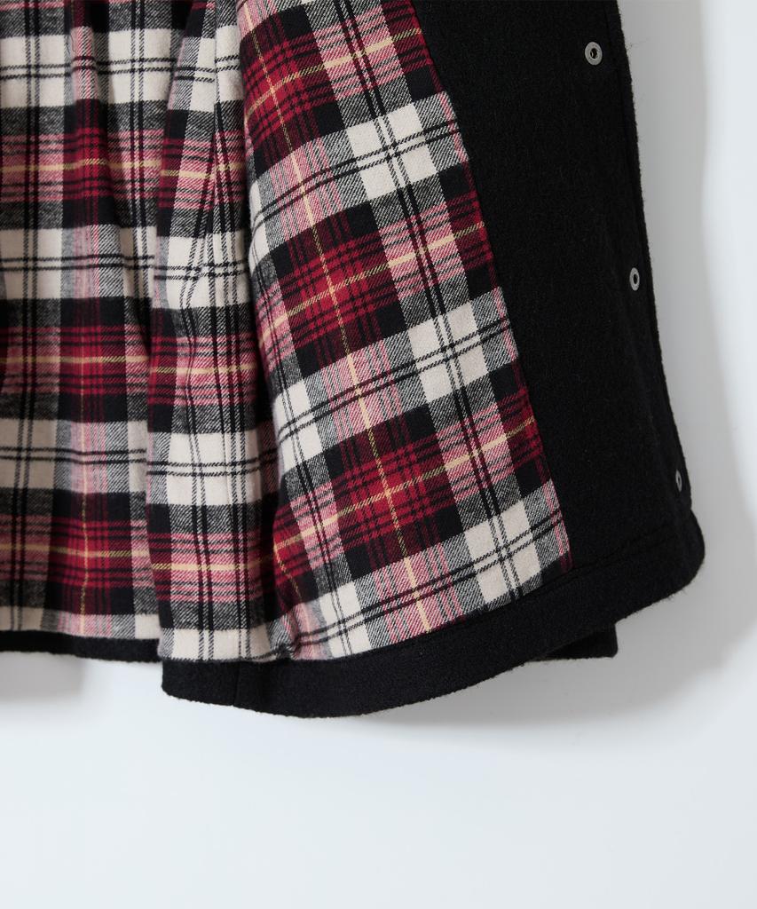 HORLISUN Idaho Snap Button Wool Half Coat Black