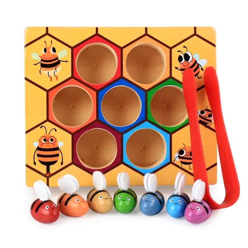 Montessori Bee Trap Game Clip Beads Children Logic Concentration Fine Motor Training Game Teaching Aids Educational Toy for Kids