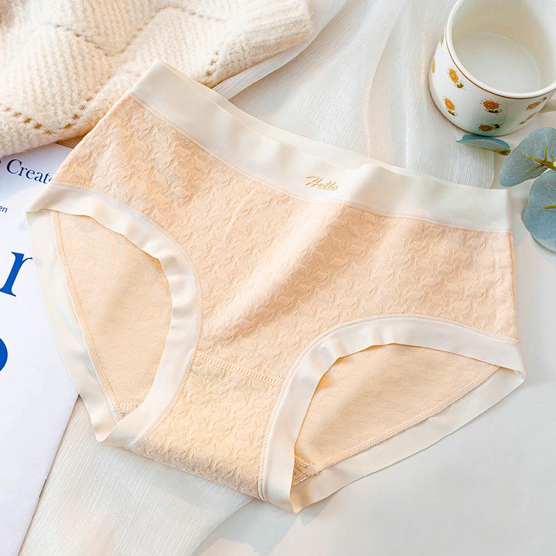 Traceless Lace Breathable Women's Mid Waist Briefs Women's Gentle and Soft Fashion Underwear