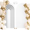 6.56ft Arched Fabric Background Covering Wedding Ripple White Arched Decorative Banner for Birthday Parties, Bridal Showers