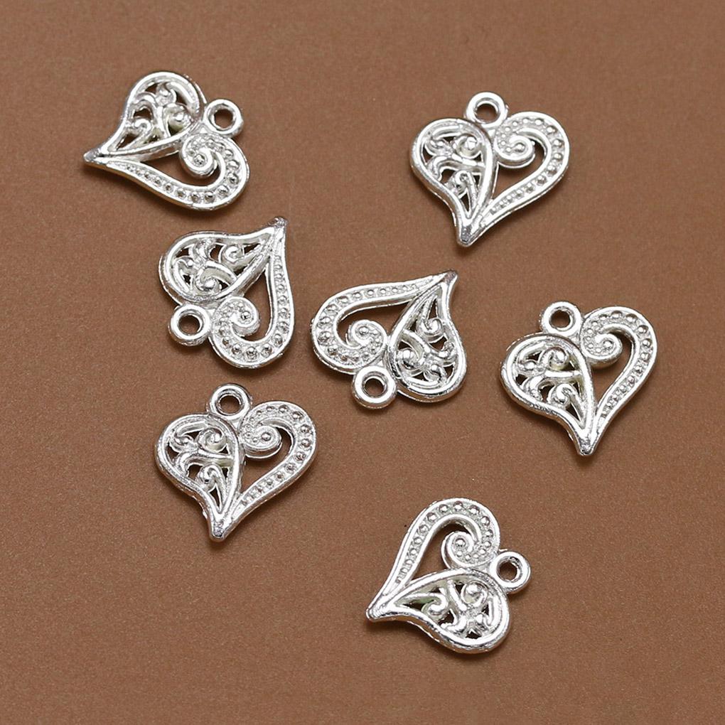 50pcs Hollow Heart Shape Pendant Vintage Alloy Pendant for Jewelry Making DIY Necklace Accessories