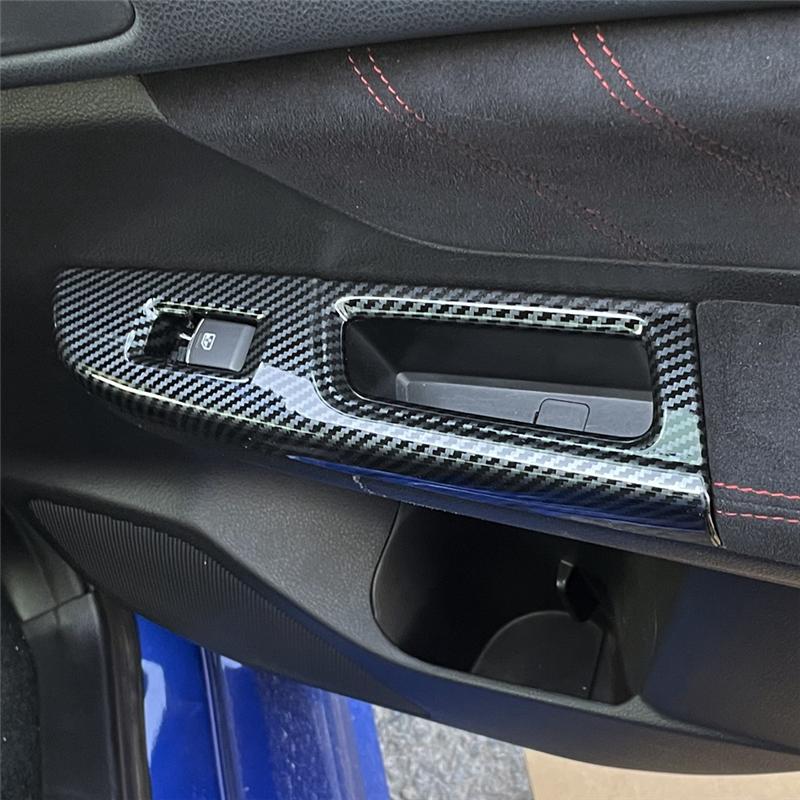 Car Carbon Fiber Window Glass Lift Button Trim Switch Cover Door Armrest Panel for Subaru WRX/WRX STI 2015- LHD