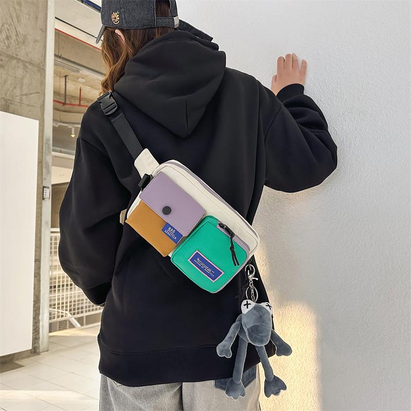 Color-Block Chest Bag for Men & Women – Trendy Multi-Pocket Waist Pack with Adjustable Strap – Perfect for Streetwear, Travel & Daily Use