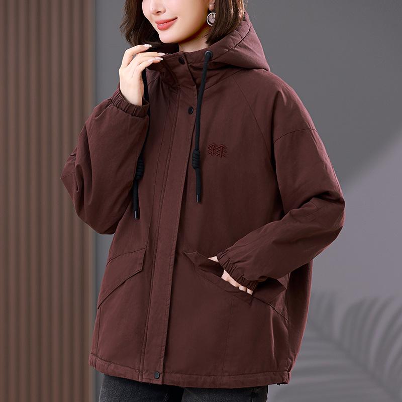 Women's Fleece-Lined Hooded Parka - New Winter Style, Warm & Casual for Middle-Aged Moms