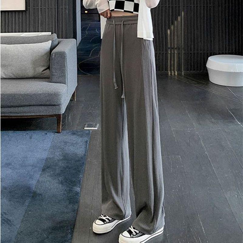 TARSE Pantaloni In Lino Donna A Gamba Larga Con Volant E Tasche – Vita Elasticizzata Con Coulisse