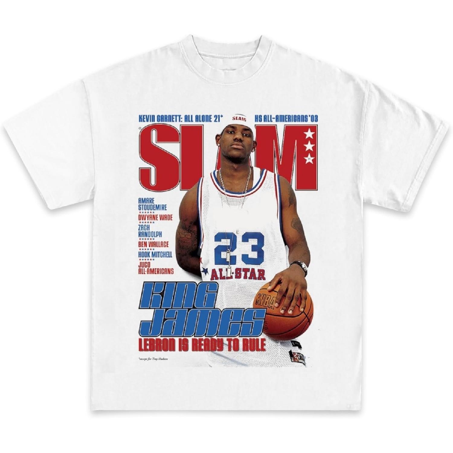 

King James Graphic T-Shirt Collection _ Y2K Vintage Basketball Rap _ Premium Heavyweight Tees for Men & Women XXXXXL білий