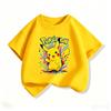 New Pokémon-themed Children's Cotton Short-sleeved T-shirt, Round Neck  Unisex, Casual Wear, Parent-child Set, Summer Clothing.