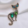 1pc Vintage Cat Brooch Pin - Elegant Feline Jewelry with Alloy Base & Artificial Crystal-like Accents, Antique - Halloween Costume Party Accessory for