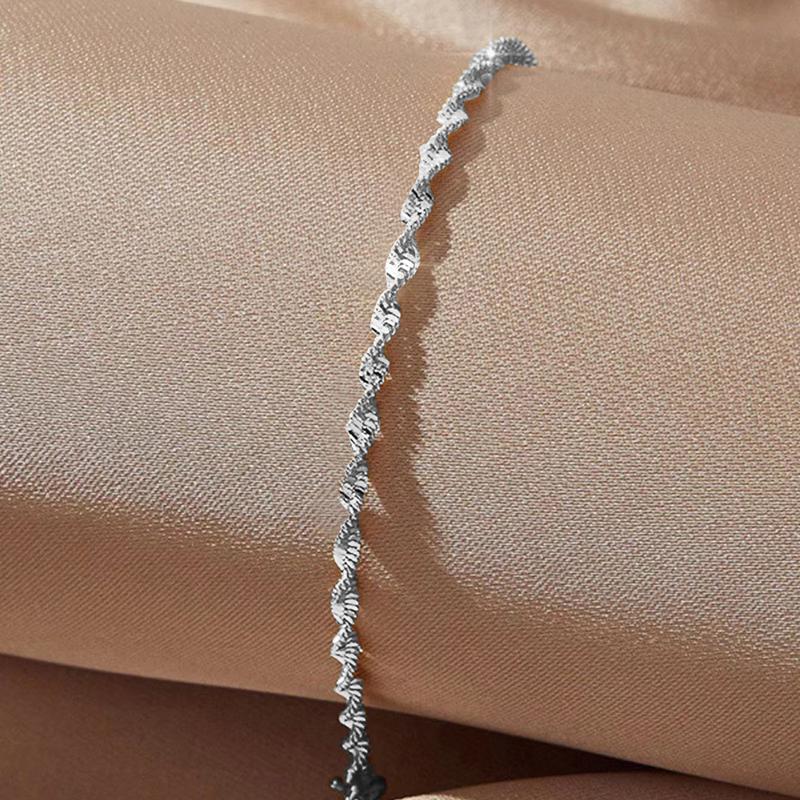 Luxury Stainless Steel Twisted Adjustable Bracelet for Women Girls Minimalist Metal Fried Dough Twists Water Wave Chain Jewelry