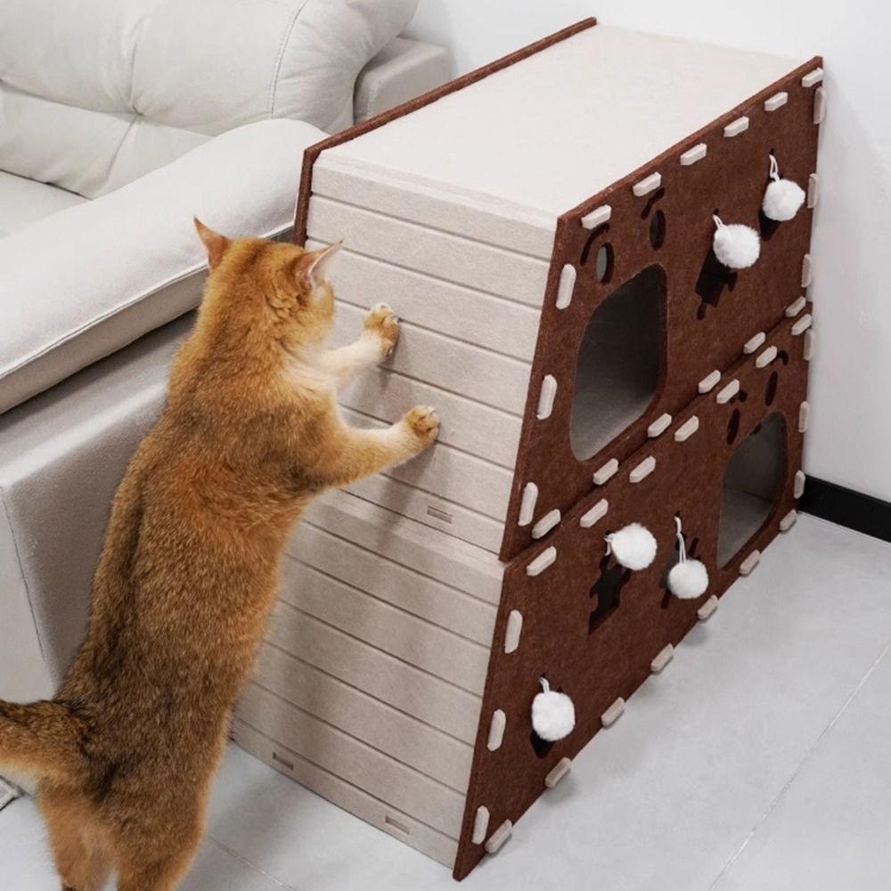 Stackable Cat Scratcher House Felt Cat Claw Board Climbing House  Cat Scratching/sleeping/playing