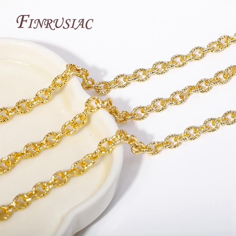 4.7MMX6MM 18K Gold Plated Metal Textured Cable O Shape Chain For Making Jewelry,High Quality Spool Chains DIY Jewelry Findings