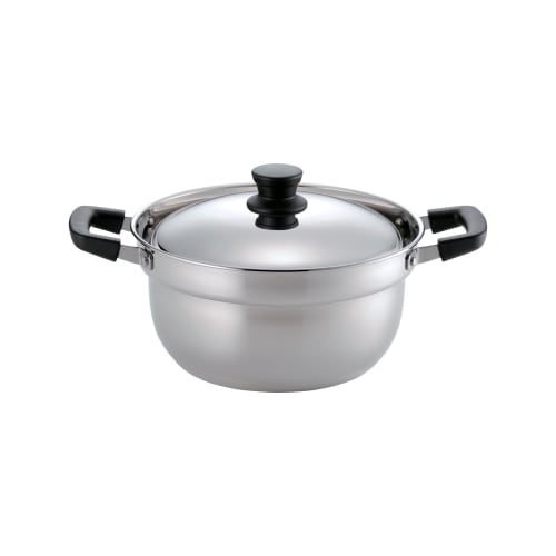 Pearl Metal 22cm Stainless Steel Two-Handled Pot, Induction Compatible, Perfect for Somen and Soba Noodles, Summer, Overflow-Resistant, Suzumiya HC-24