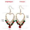 Foreign Trade Special Jewelry Christmas Hollow Big Love Fringed Colored Crystal Earrings Ear Hanging Women'S Style Earrings
