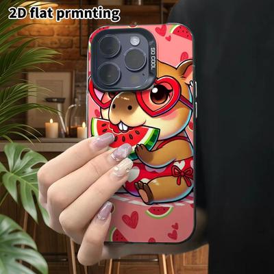 Phone Case: 2D Flat, Fits iPhone 18, 17, 16, 15, 14, 13 Pro, Color Silver Protective Case, Couple Style, Heart Sunglasses, Christmas and Halloween Gif