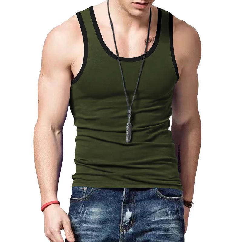 Summer New Men'S Tank Top Heavy Hooded Camisole Trendy Brand Casual Sleeveless T-Shirt American Style Interior Slim Fit Sports Base Sweatshirt