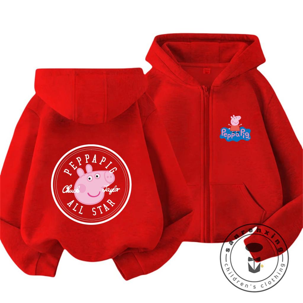 Fashion Kids Zipper Hooded Sweatshirt Cute Cartoon Autumn Winter Casual Street Wear Peppa Pig Children 3 14