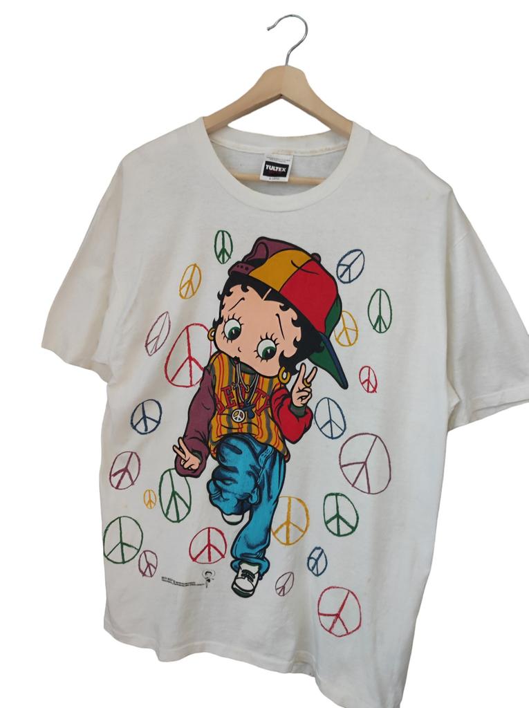 Vintage Betty Boop Over Print Betty Boop peace no war betty boop baggy wear hip hop styles fleischer studios size XL