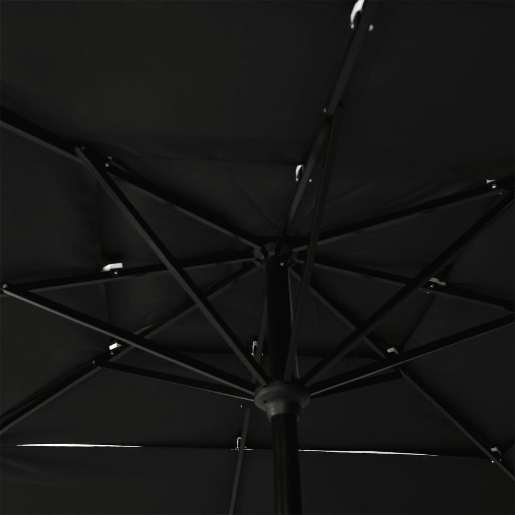 2.5 x 2.5 m Black Triple Layer Sun Umbrella with Aluminum Pole