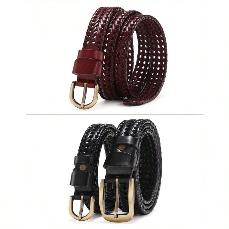 Youth Vintage Handwoven Belt Men's and Women's Leather Pin Buckle Belt Men's Belt