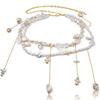 Bohemian Pearl Shell Belly Chain For Women Double Layer Conch Scallops Metal Tassel Waist Belt Summer Beach Bikini Body Jewelry