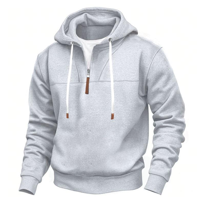 Mens Half Zip Fleece Hoodie Loose Fit Plus Size Casual Sweatshirt
